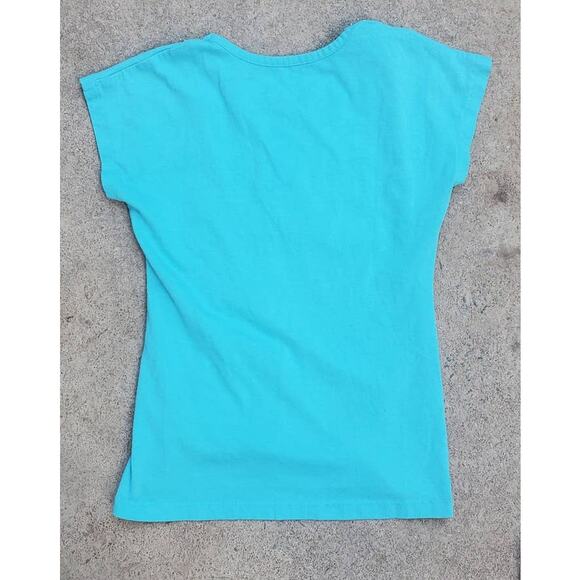 Arizona jeans company ruffle trim tee blue medium 10/12 - Picture 2 of 2